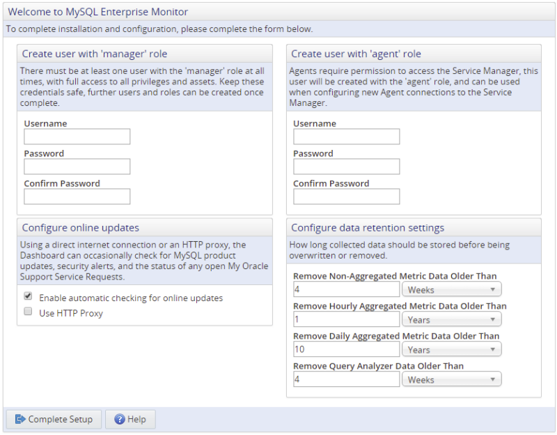 Example of the Welcome to MySQL Enterprise Monitor page.
The figure content is described in the surrounding text.