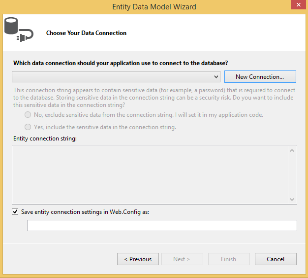 Choose or create a new MySQL connection