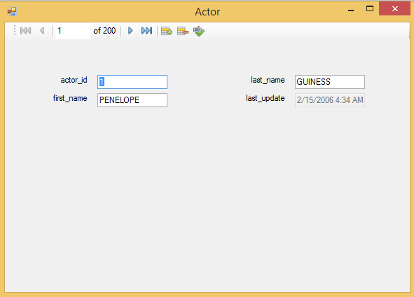 The "frmactor" Form to Display Data