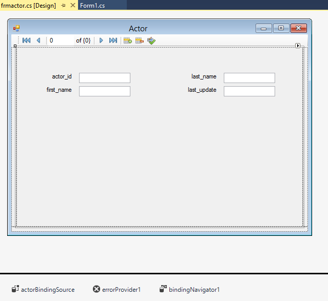 The "frmactor" Form in Design Mode