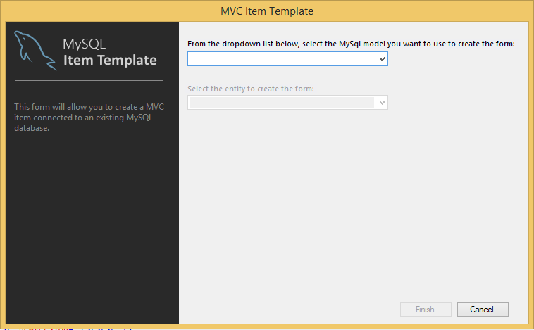 MySQL MVC Item Template Dialog