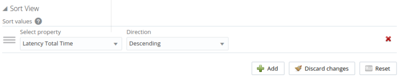 Example of the query analyzer sort configuration view.