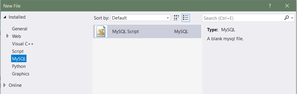 MySQL SQL Editor - New File